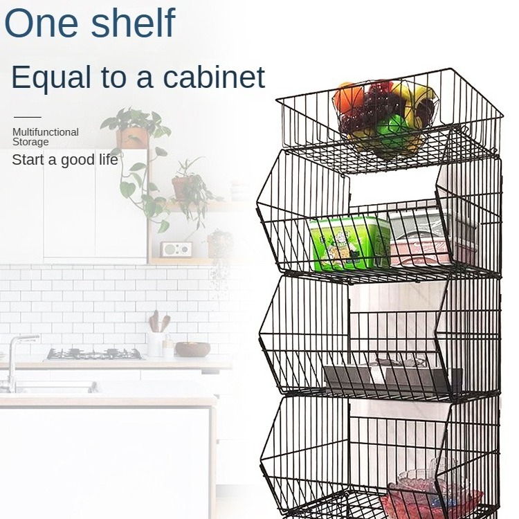 Installation-Free Mobile Kitchen Shelf Kitchen Floor Shelf Bedroom Living Room Trolley Rack