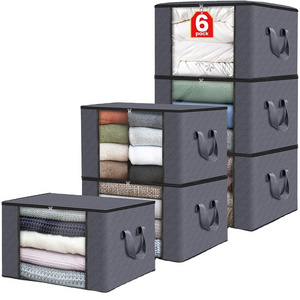 6 Pack Clothes Storage Foldable Blanket Storage Bags Storage Containers Organizing