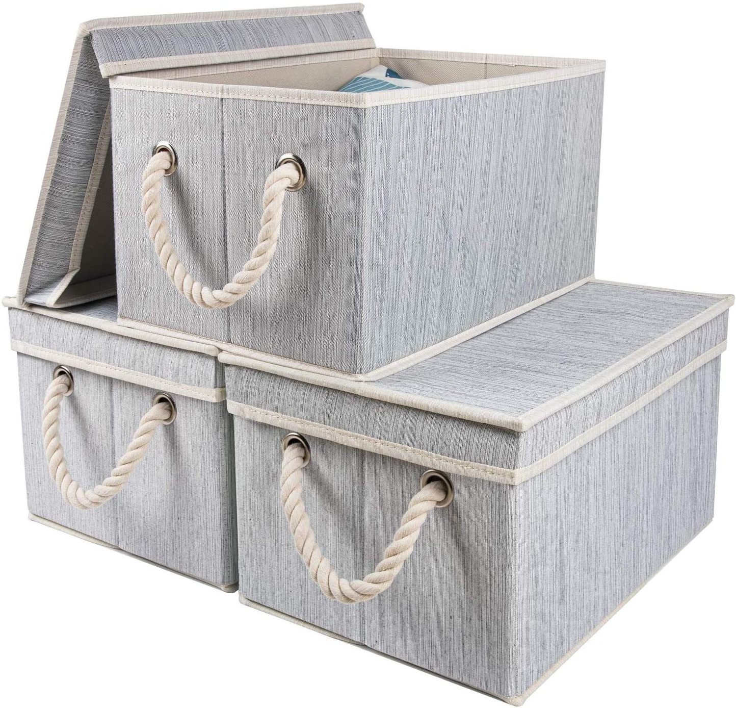 Foldable Closet Storage Boxes with Lids for Shelves Fabric Storage Bins for Organizing