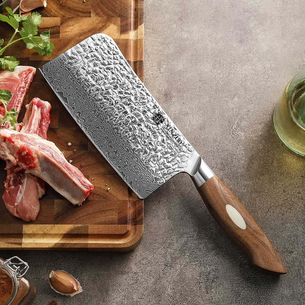 XINZUO New Custom Chopping Knife 67 Layers Damascus Steel North America Walnut Wood Sharp Kitchen Knives Chopper Bone Cutting