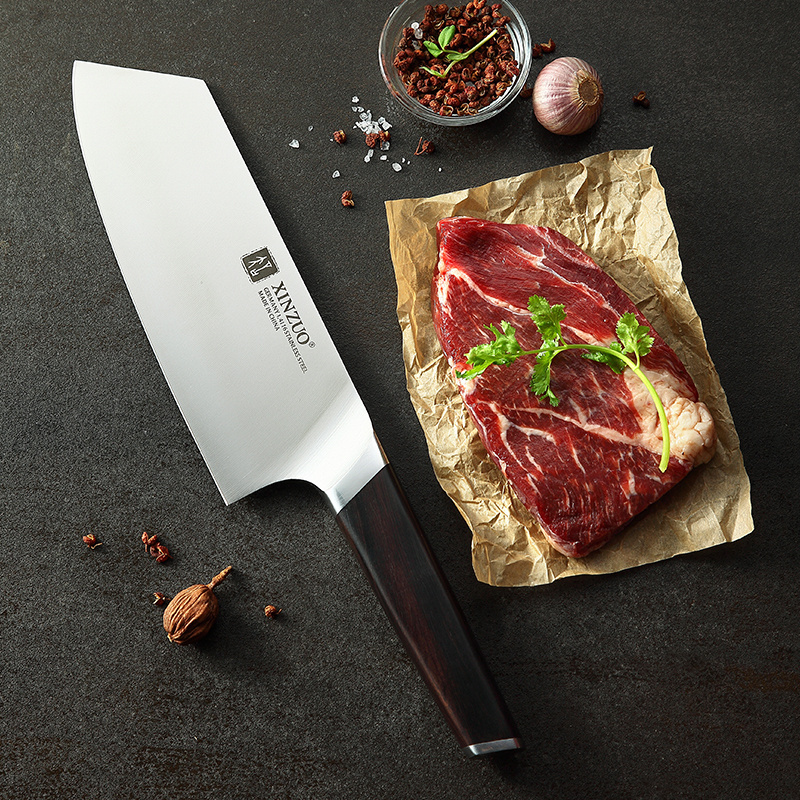 7.8 Inch German Stainless Steel Kitchen Cut Usage Carbon Steel Kitchen Cleaver Chopping Nakiri Knife