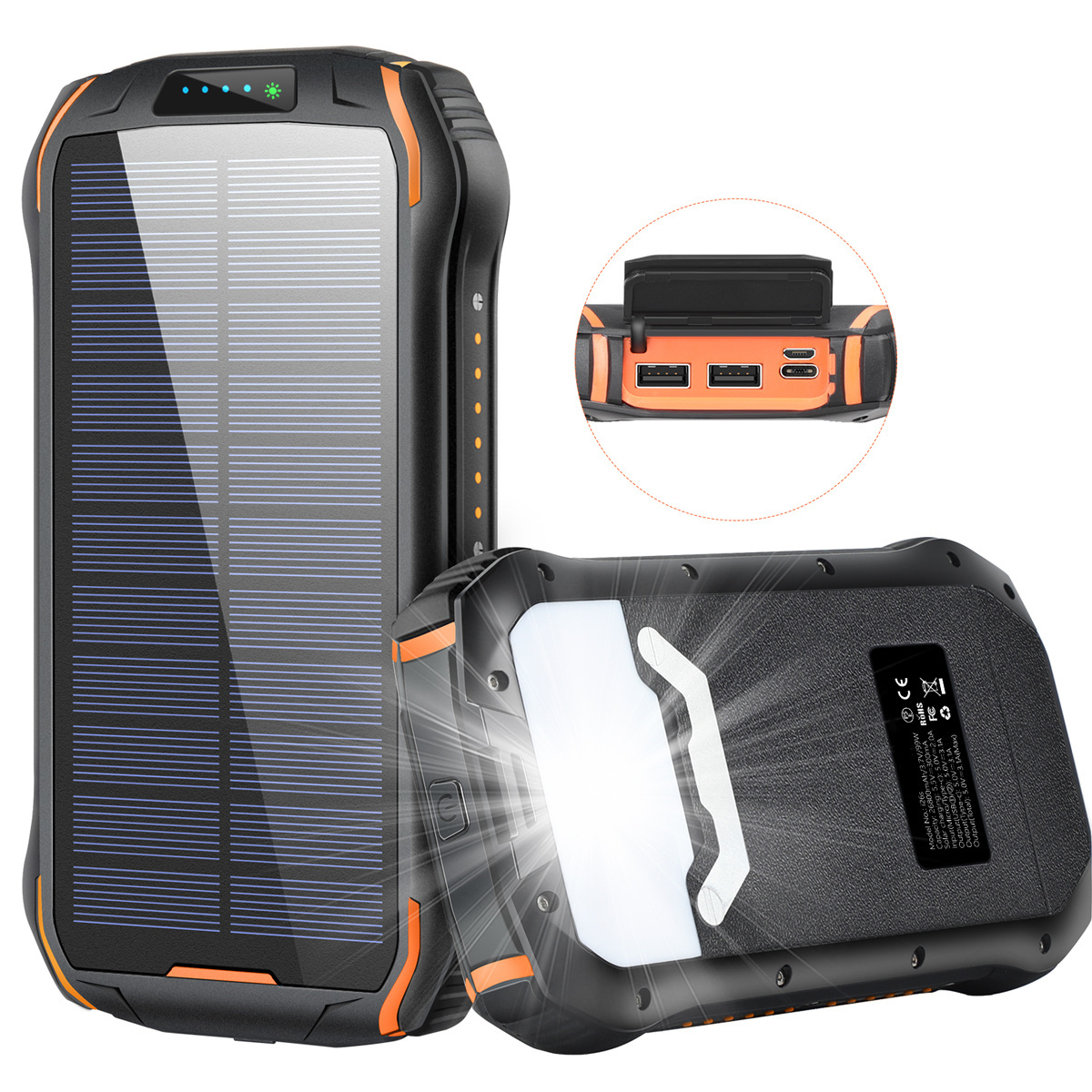 2024 unique design portable large capacity usb c solar panel waterproof 26800mAh solar charger power bank