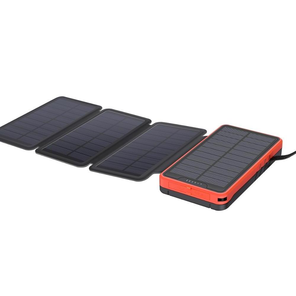 trending products 2024 new arrivals OEM Waterproof Dual USB 5V 2A Camping light foldable solar panel powerbank charger 26800mah