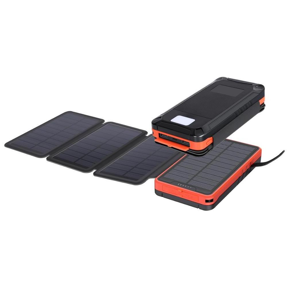 trending products 2024 new arrivals OEM Waterproof Dual USB 5V 2A Camping light foldable solar panel powerbank charger 26800mah