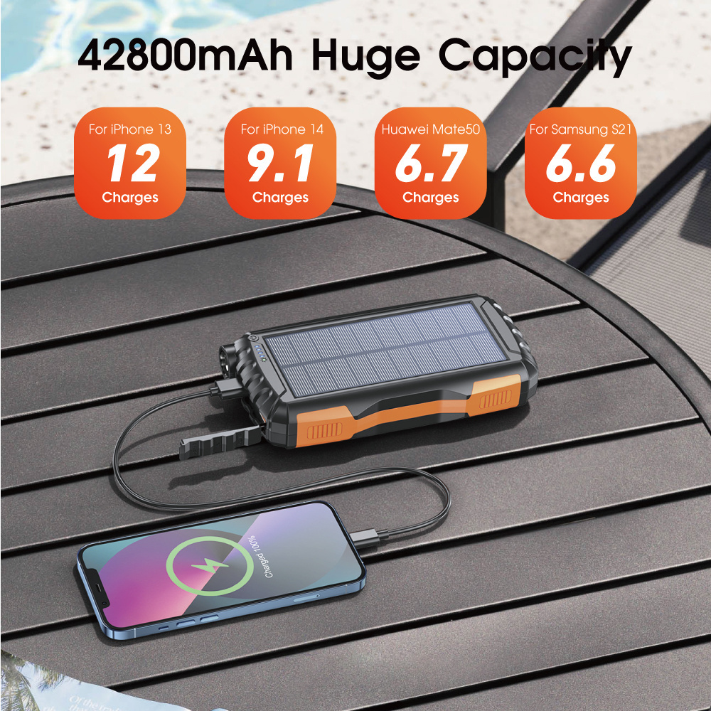 new products 2024 Customized 42800mah large capacity general smart phone charging bank outdoor portable solar power bank