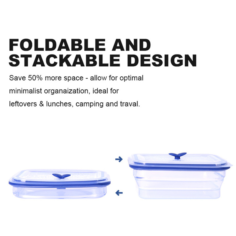 Factory wholesale portable silicone collapsible airtight reusable fancy picnic food container with lid