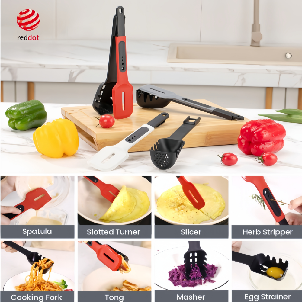 Factory wholesale hot sale custom 8 in 1 multifunctional portable food grade silicone kitchen utensils cooking tool sets