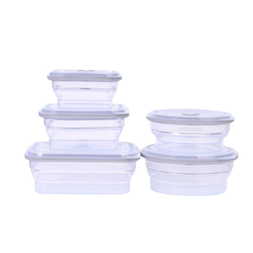 Factory wholesale portable silicone collapsible airtight reusable fancy picnic food container with lid