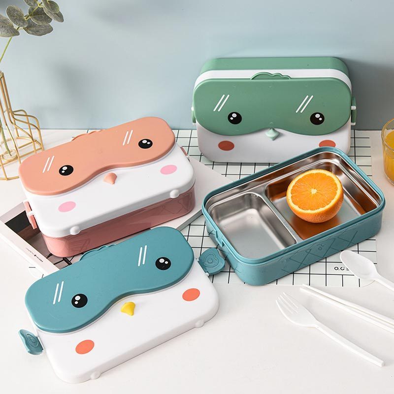 Insulated Bento Box Cartoon Children's Stainless Steel Lunch Box Accessory for Kids Microwavable School Dinnerware Lunchbox