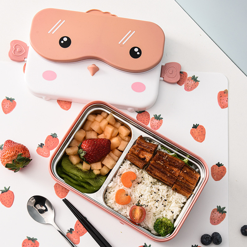 Insulated Bento Box Cartoon Children's Stainless Steel Lunch Box Accessory for Kids Microwavable School Dinnerware Lunchbox