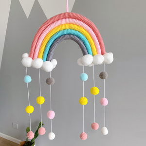 Baby Room Decoration Nordic Boho Cotton Hand Woven Rainbow Color Tassel Macrame Wall Hanging Children Nursery Decor