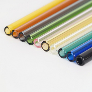 Glass Straw Factory Wholesale Transparent High Temperature Resistant High Borosilicate Straight Pipe Milk Tea Beverage Straw