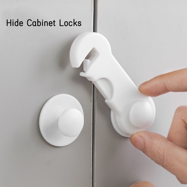 Upgraded Strong Adhesive Hide Cabinet Locks for Baby Easy Install No Drilling Child Toddler Safety Lock BL010805