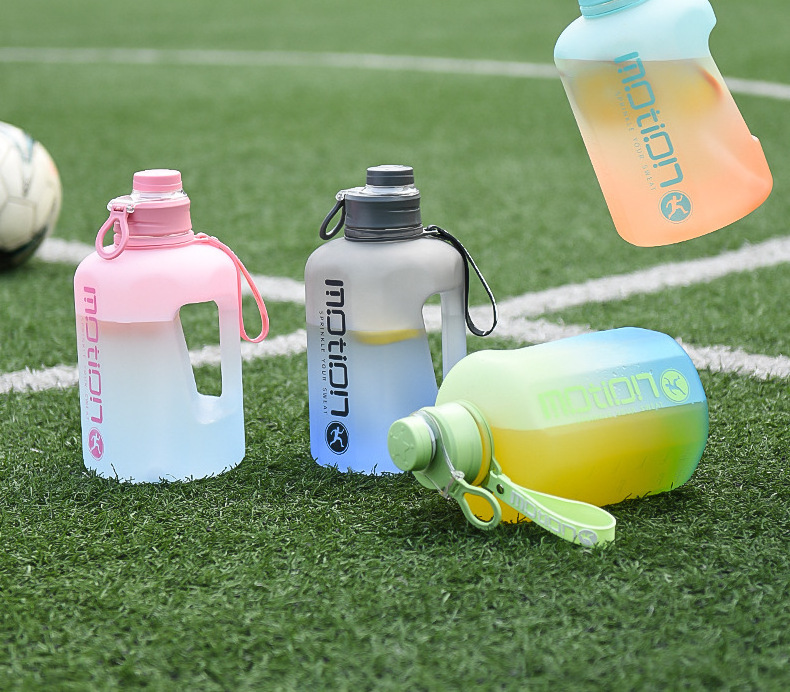 2 Liter Sports Water Bottle With Straw Large Capacity Fitness With Scale Gradient Kettle Outdoor Plastic Water Bottle