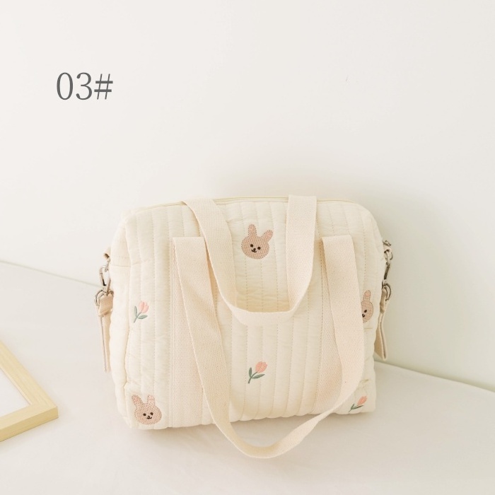 Korea INS Hot Zipper Embroidery Cotton Mommy Bag Baby Stroller Hanging Diaper Bag BL122001