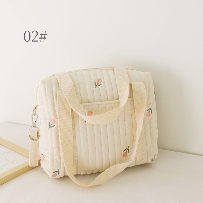 Korea INS Hot Zipper Embroidery Cotton Mommy Bag Baby Stroller Hanging Diaper Bag BL122001