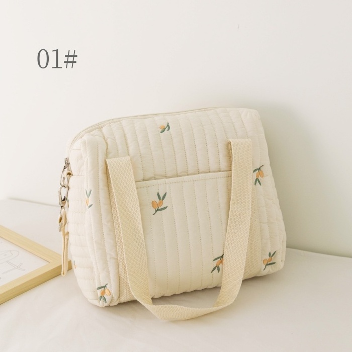 Korea INS Hot Zipper Embroidery Cotton Mommy Bag Baby Stroller Hanging Diaper Bag BL122001