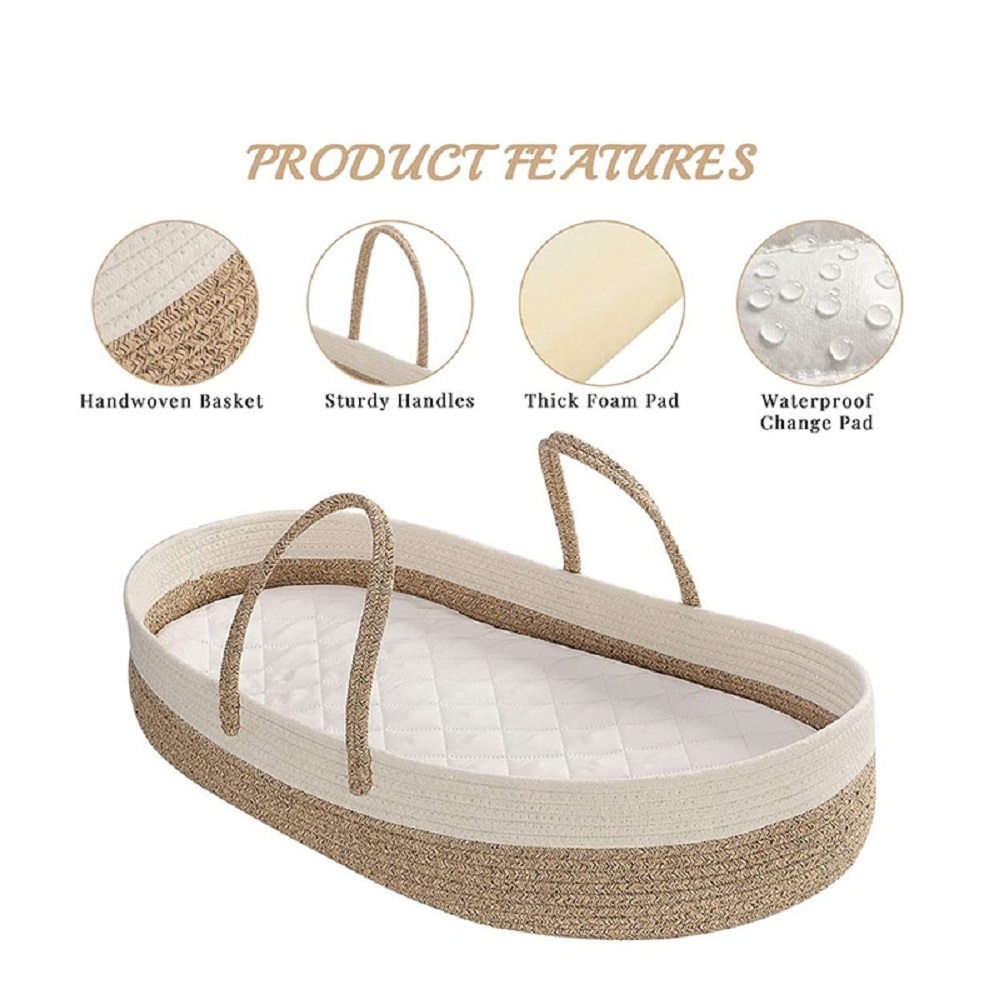 Manufacturer Low Price Cotton Rope Baby Changing Bag Basket Baby Diaper Changing Organizer