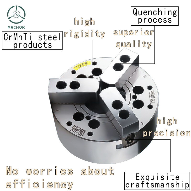 OEM Three Jaw Hollow Chuck Cnc Hydraulic 8 Inch Power Chuck Lathe Machine Chuck For Stainless Steel Milling Drilling