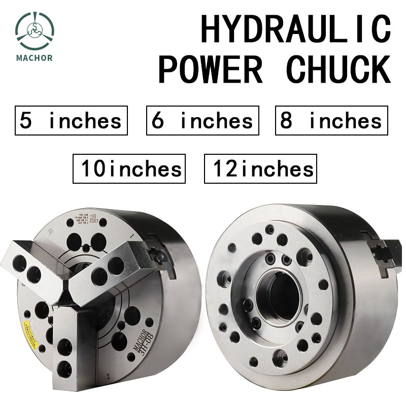 OEM Three Jaw Hollow Chuck Cnc Hydraulic 8 Inch Power Chuck Lathe Machine Chuck For Stainless Steel Milling Drilling