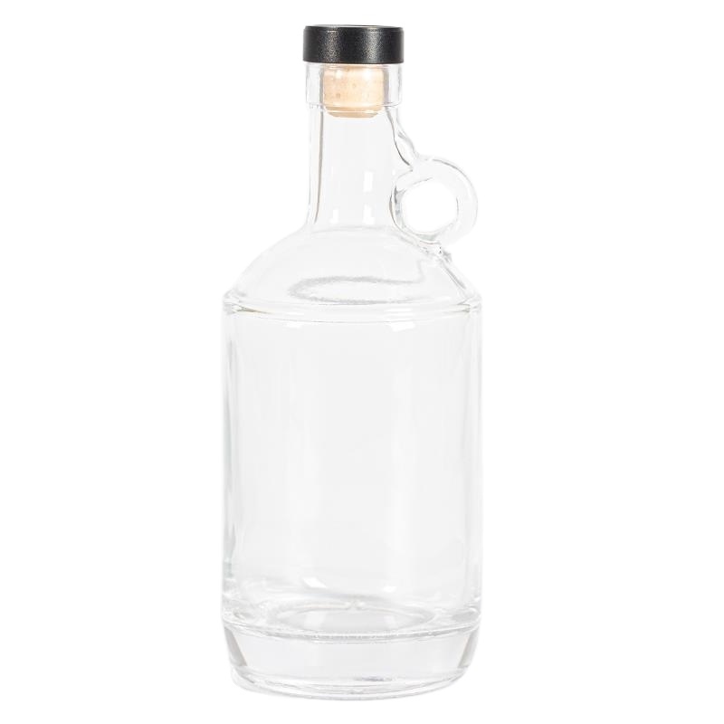 Classic round moonshine 500ml 750ml whiskey whisky vodka spirit glass liquor bottle with handle