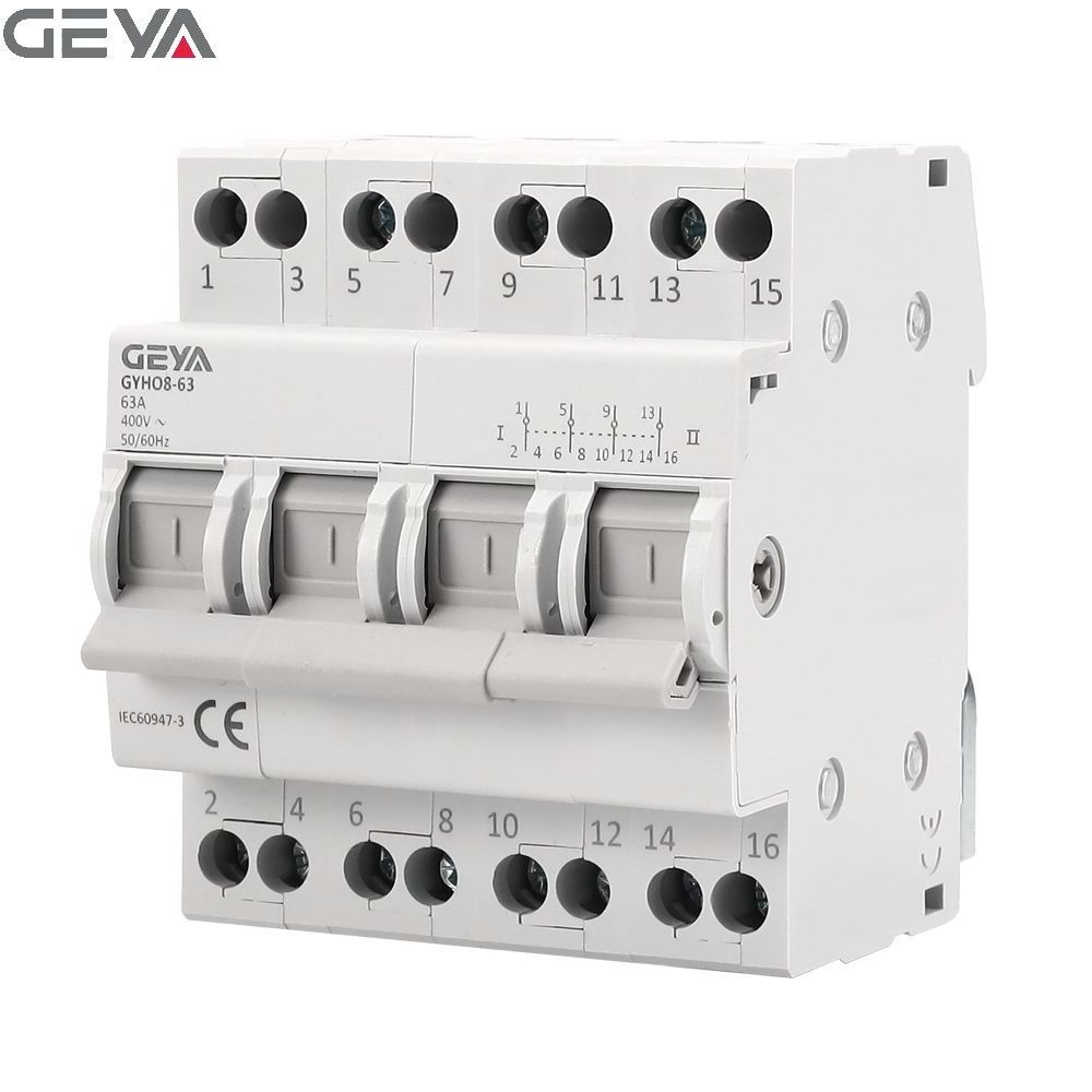 GEYA GYHO8-63 2P Changeover Switch 2p 63a 230/400vac Modular Dual Power Manual Transfer Switch PC Rail Switch 3 Poles 32a 63 ZHE