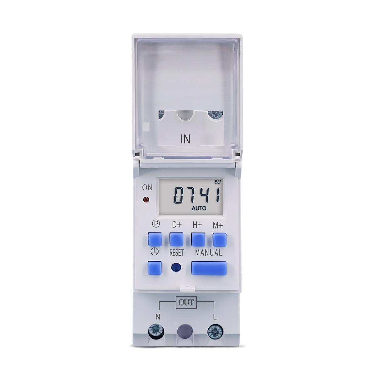 New Type Din Rail 2 Wire Weekly 7 Days Programmable Digital TIME SWITCH Relay Timer Control AC 220V 230V 12V 24V 48V 16A