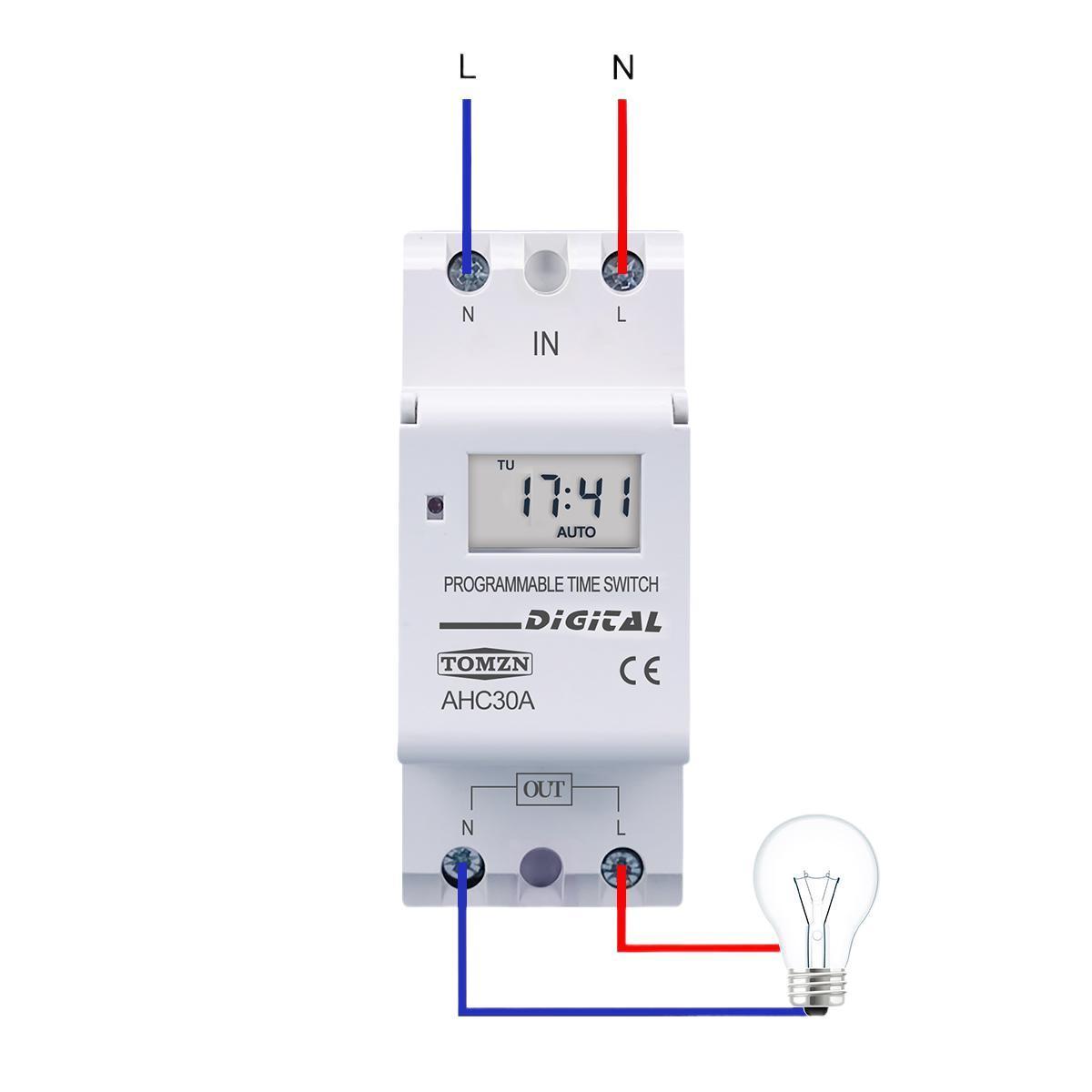 New Type Din Rail 2 Wire Weekly 7 Days Programmable Digital TIME SWITCH Relay Timer Control AC 220V 230V 12V 24V 48V 16A