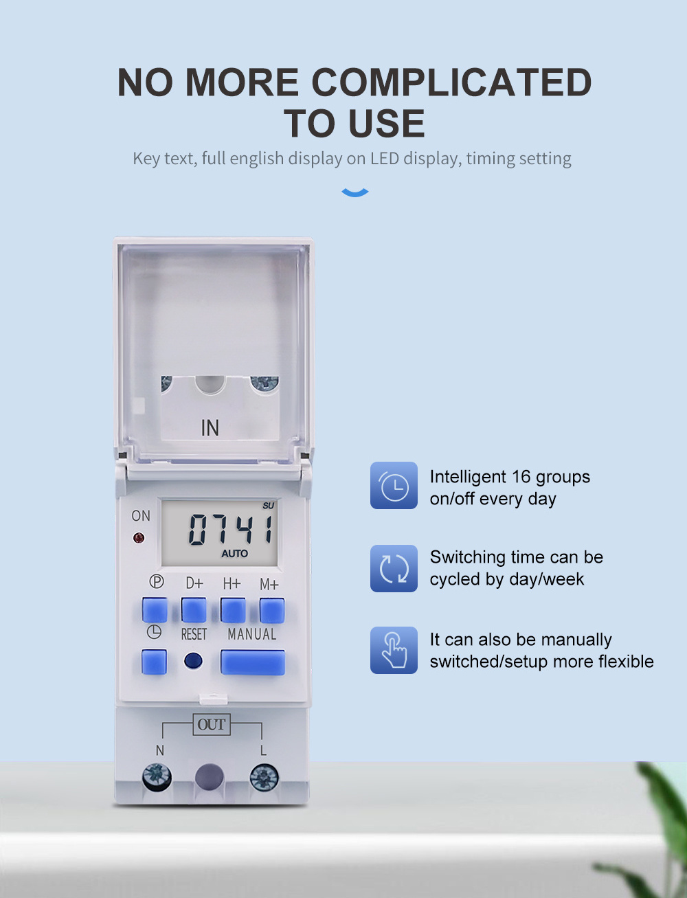 New Type Din Rail 2 Wire Weekly 7 Days Programmable Digital TIME SWITCH Relay Timer Control AC 220V 230V 12V 24V 48V 16A