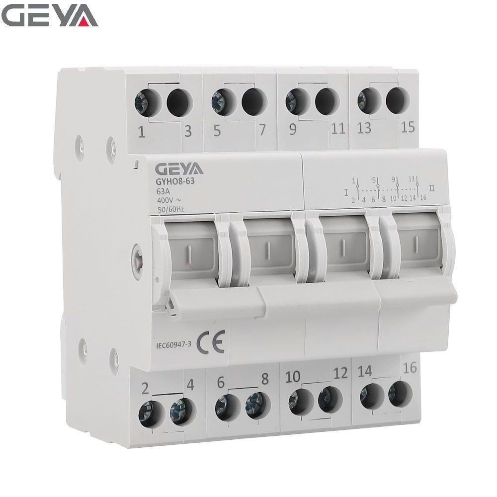 GEYA GYHO8-63 2P Changeover Switch 2p 63a 230/400vac Modular Dual Power Manual Transfer Switch PC Rail Switch 3 Poles 32a 63 ZHE