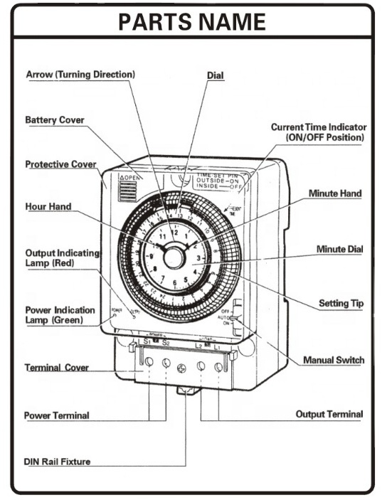 GEYA TB388 Non Power Failure 24 Hours Mechanical Timer Switch With Battery 100V-240V 15A Time Circuit Diagram