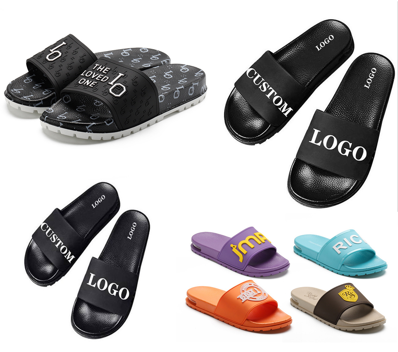 Xsheng Logo Pvc Eva Flat Slides Sandal Comfort Slippers Custom 3d Embossed Slide Sandal Fashion Beach Slippers With High Quality