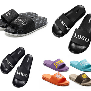 Xsheng Logo Pvc Eva Flat Slides Sandal Comfort Slippers Custom 3d Embossed Slide Sandal Fashion Beach Slippers With High Quality