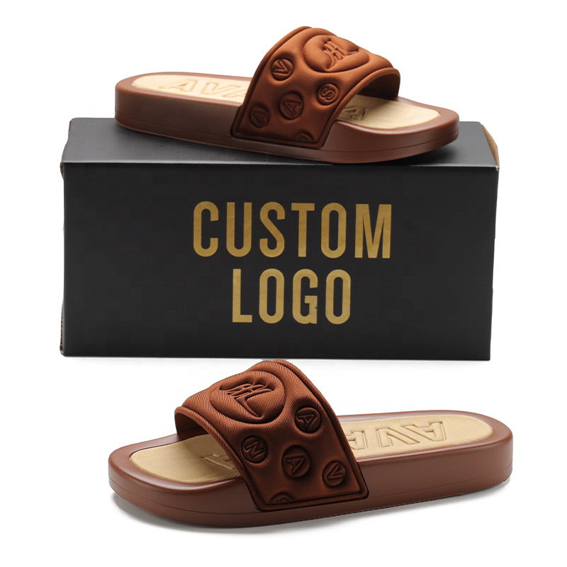 Xsheng Good Price Eco Friendly Material Slides Custom Logo Memory Foam Flat Sport Sandal  Embossed Logo Custom Slide Us S