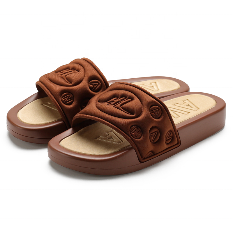 Xsheng Good Price Eco Friendly Material Slides Custom Logo Memory Foam Flat Sport Sandal  Embossed Logo Custom Slide Us S