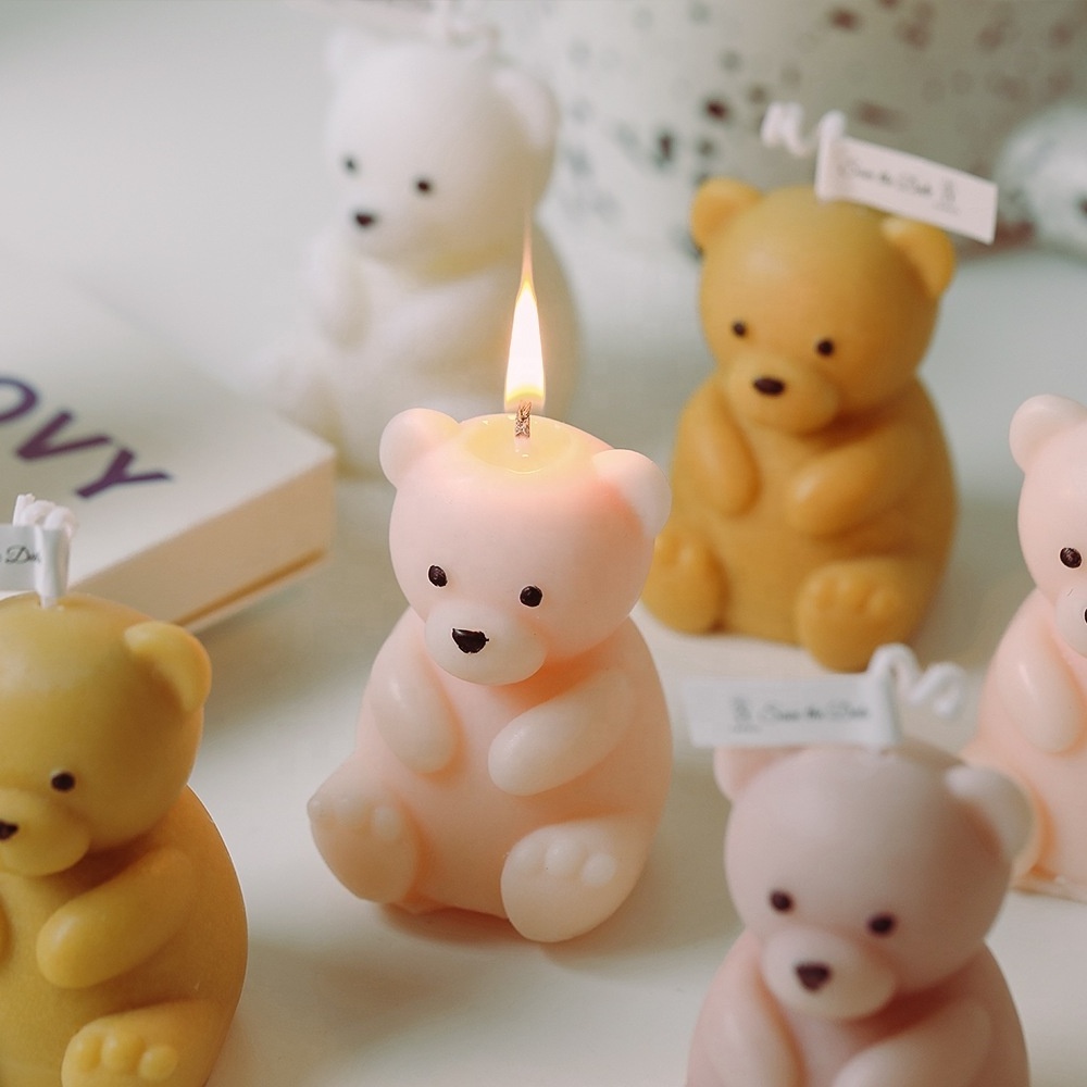 Wholesale handmade soy wax  teddy bear shaped scented candles