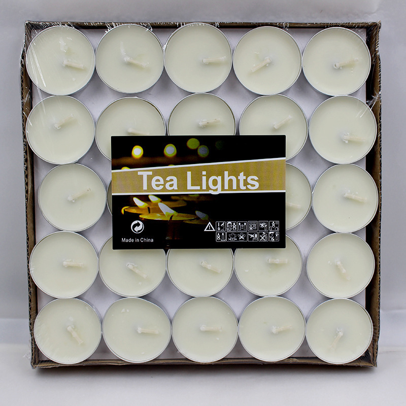 White Candles 4 Hour Burning Smokeless European Tea Light Unscented Candles for Shabbat Weddings Christmas Home Decorative