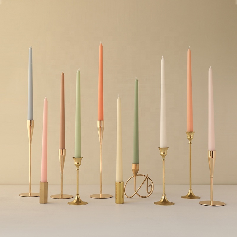 Nordic unscented chime dinner candles morandi color wedding banquet long pole smockless drippless  taper candles