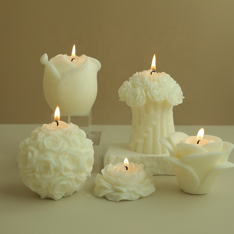 Candle manufacturers wholesale creative aromatherapy soy wax scented candles with flower design