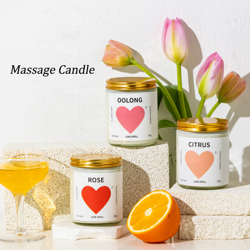 Low temperature 38-42 bespoke aromatherapy essential oil massage soy wax candle in glass jar