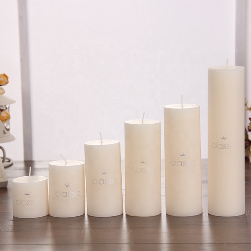 Different Size European large ivory white cylindrical candles