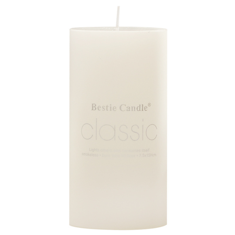 Decorative Unscented Pillar Candles White Square Or Circle Round Bougie