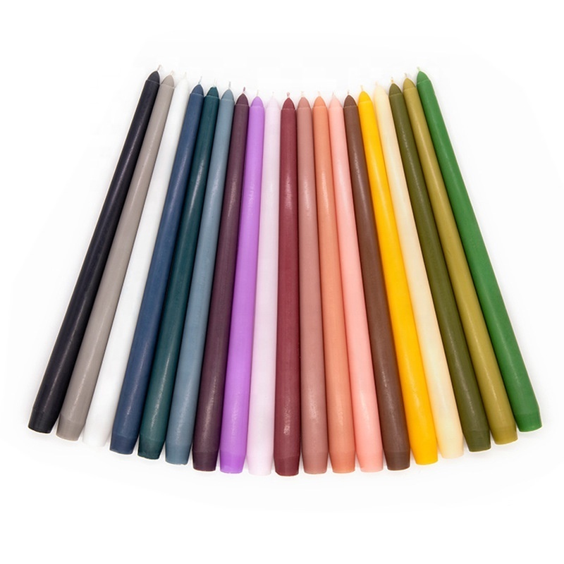 Wholesale pastel color 30cm unscented long tapered smokeless and drippless candle