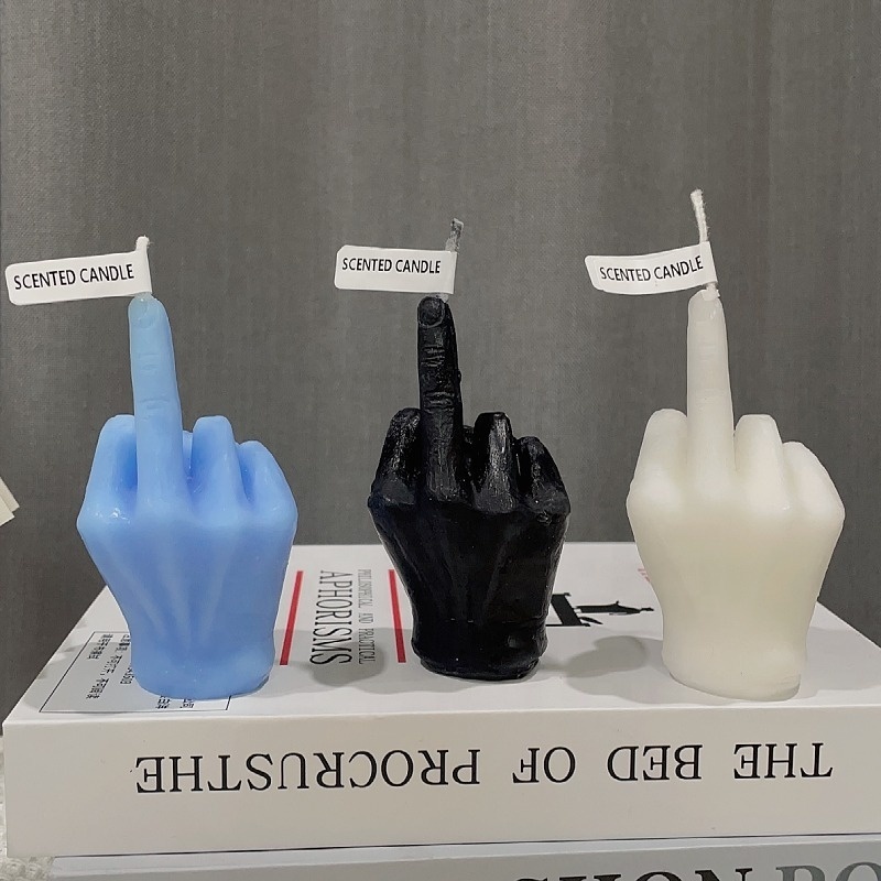 Wholesale soy wax middle finger hand shaped candle for decoration