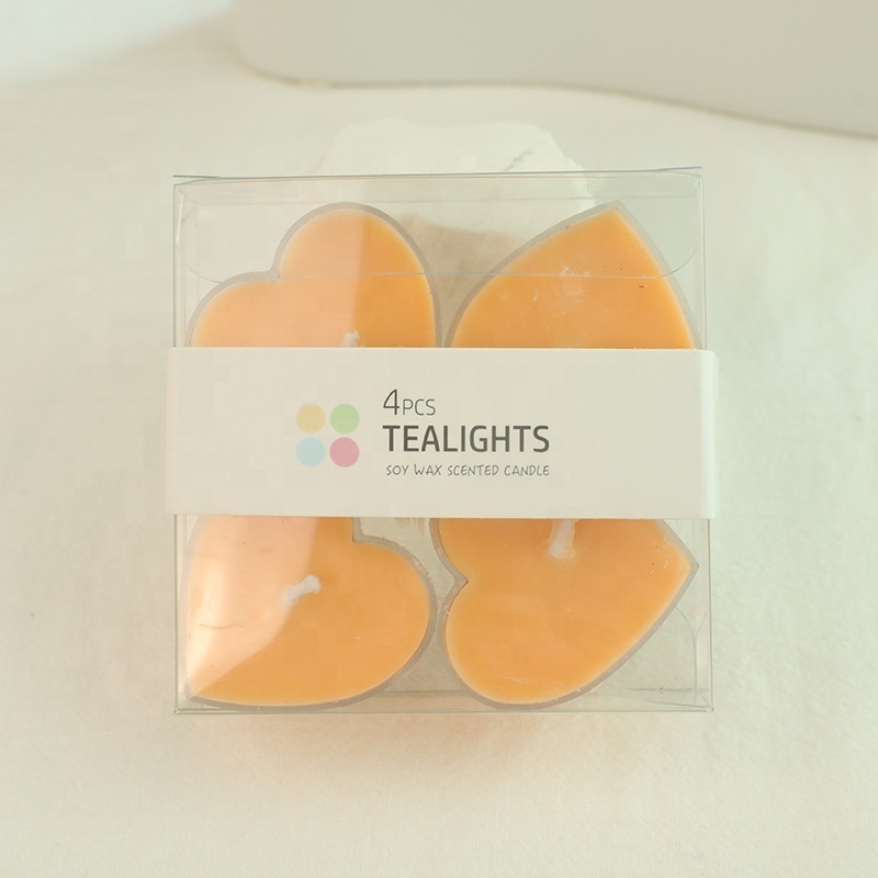 Wholesale 4 hours heart shaped  tealight candles with fragrance and color