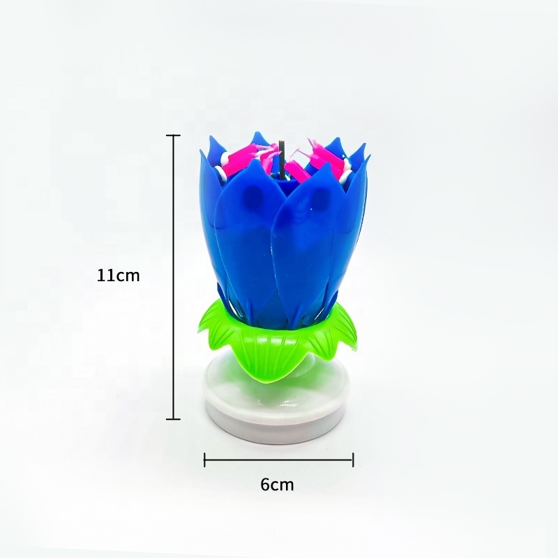 Hot sale led musical singing opening lotus flower floating candle battery birthday candles in china