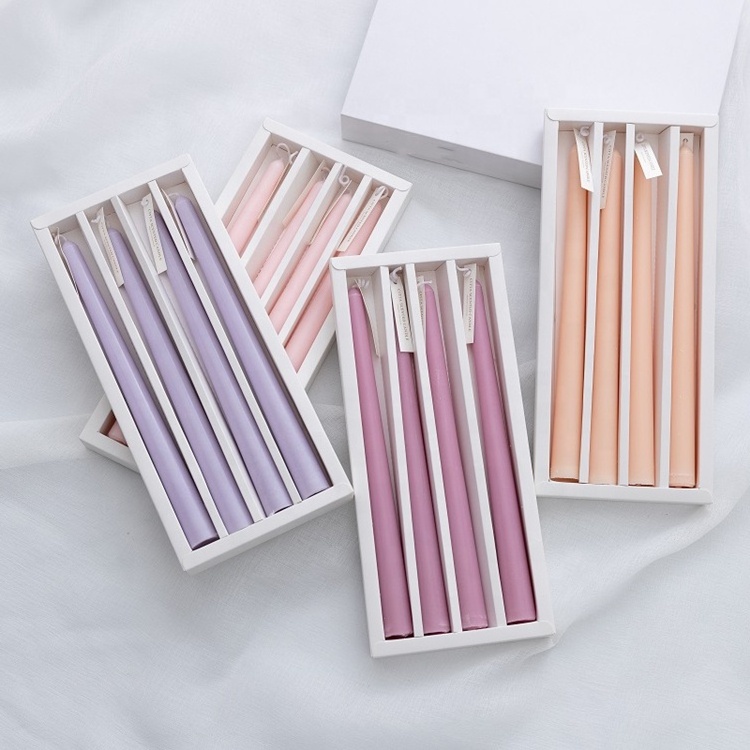 Long taper candle unscented premium quality soy wax taper candles with 4 sticks