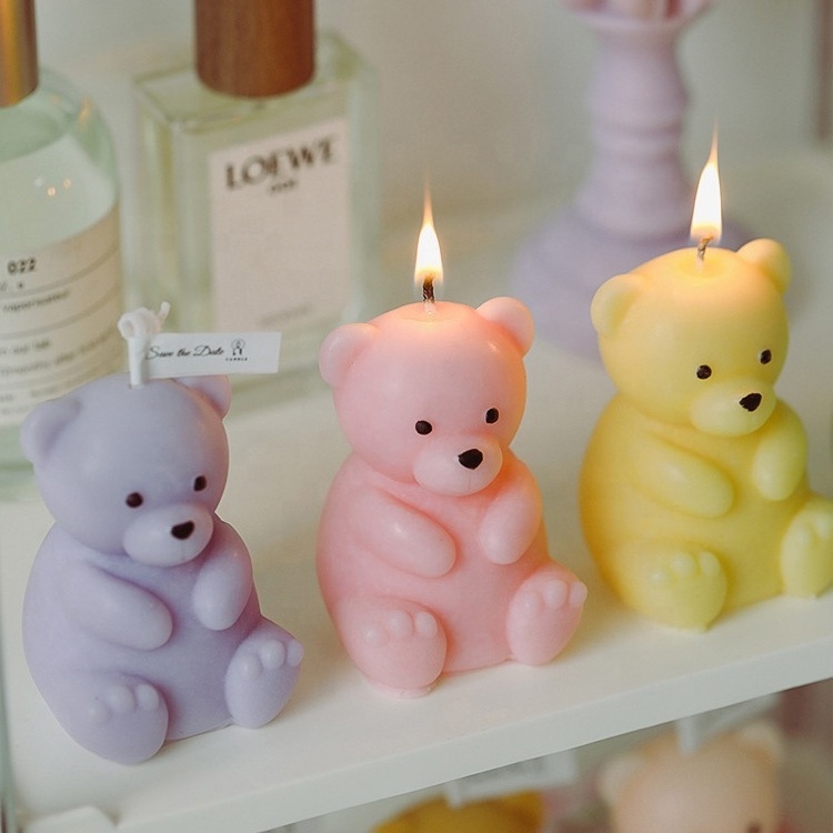 Wholesale handmade soy wax  teddy bear shaped scented candles