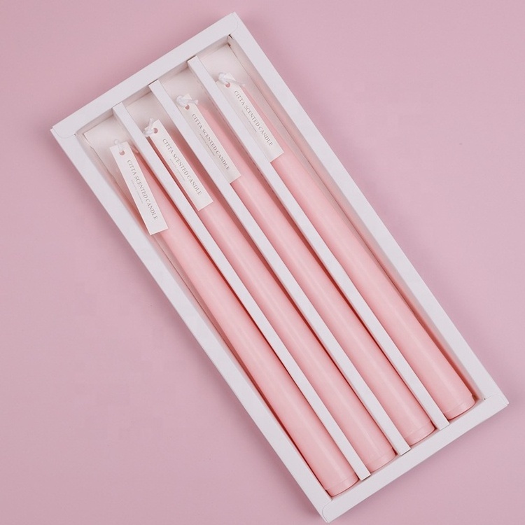 Long taper candle unscented premium quality soy wax taper candles with 4 sticks