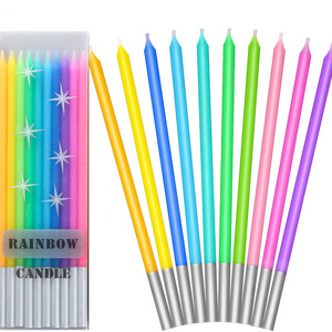 wholesale XIONGXI multi coloured Rainbow long candle stick novelty Candles for Birthday Party